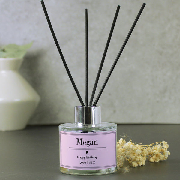 Personalised Classic Pink Reed Diffuser available to buy at www.giftsfinder.co.uk