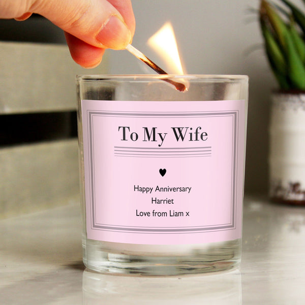 Personalised Classic Pink Scented Jar Candle available to buy at www.giftsfinder.co.uk