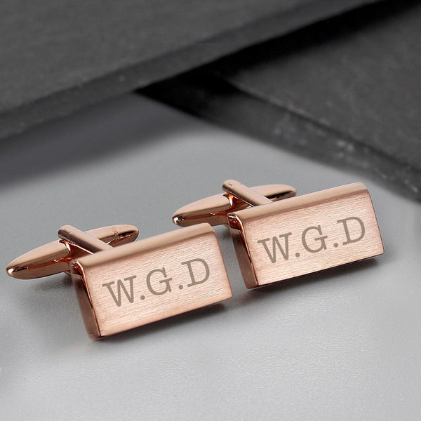 Personalised Classic Rose Gold Plated Cufflinks available to buy at www.giftsfinder.co.uk