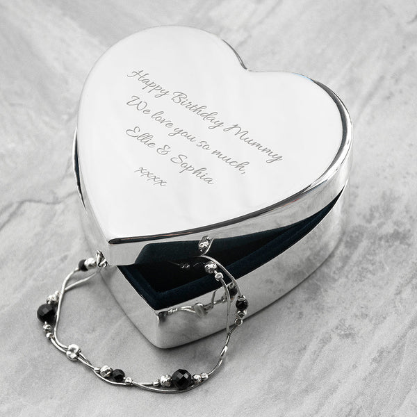 Personalised Classic Silver Heart Trinket Box available to buy at www.giftsfinder.co.uk