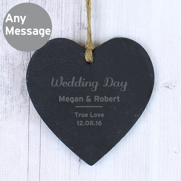 Personalised Classic Slate Heart Decoration available to buy at www.giftsfinder.co.uk