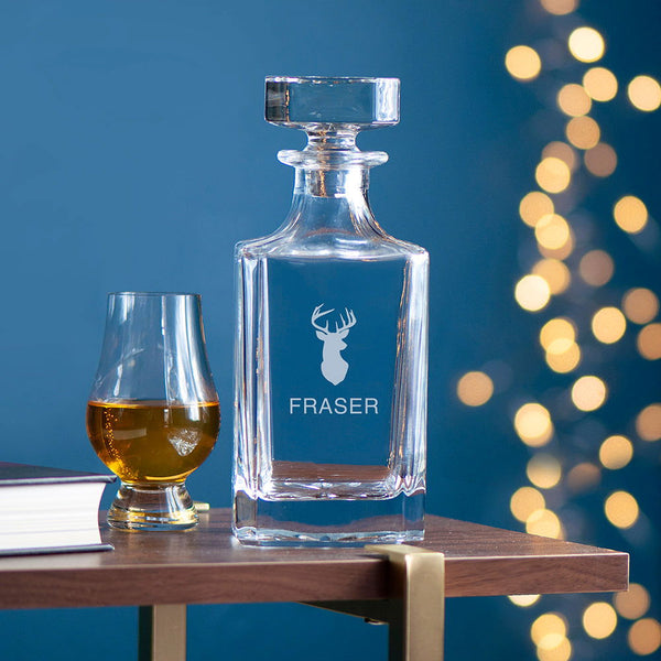 Personalised Classic Stag Square Decanter available to buy at www.giftsfinder.co.uk