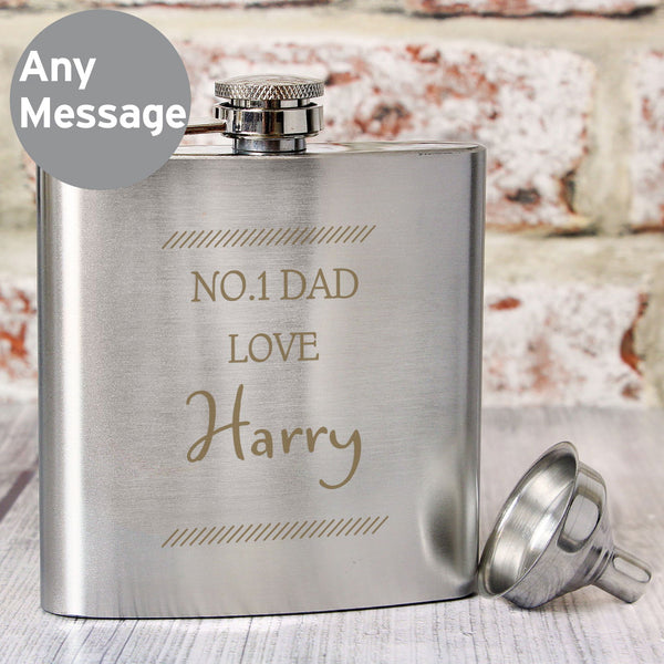 Personalised Classic Stainless Steel Hip Flask available to buy at www.giftsfinder.co.uk