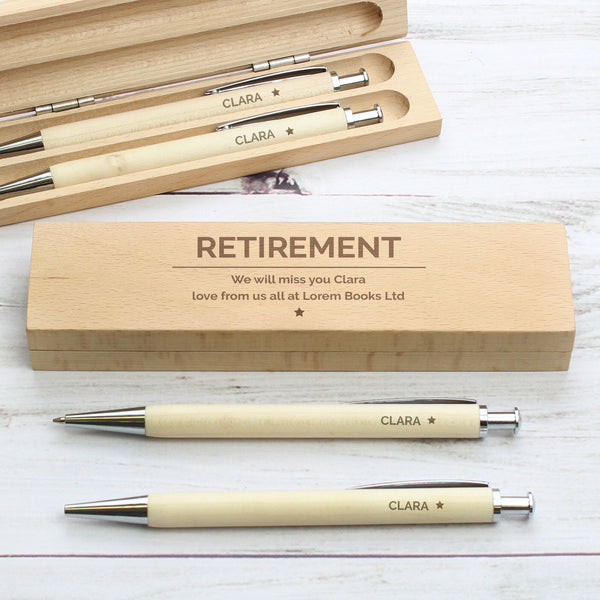 Personalised Classic Wooden Pen & Pencil Box Set available to buy at www.giftsfinder.co.uk