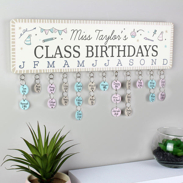 Personalised Classroom Office Birthday Planner Plaque with Customisable Discs available to buy at www.giftsfinder.co.uk