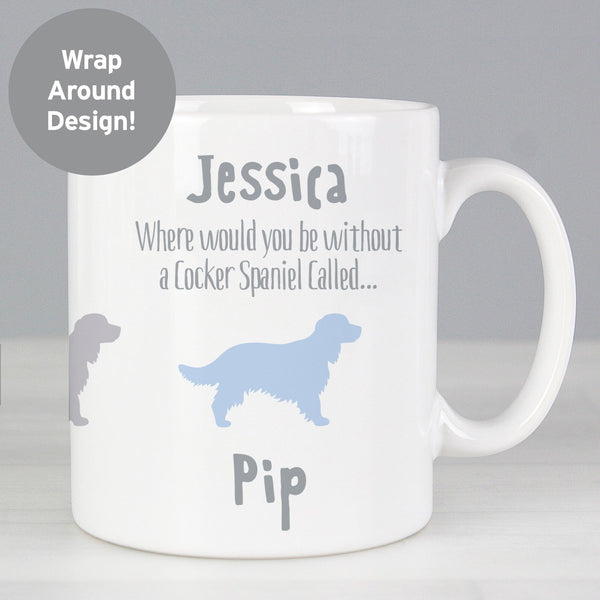 Personalised Cocker Spaniel Dog Breed Mug available to buy at www.giftsfinder.co.uk