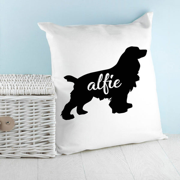 Personalised Cocker Spaniel Silhouette Cushion Cover available to buy at www.giftsfinder.co.uk