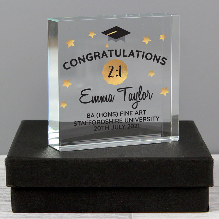 Personalised Congratulations Graduation Crystal Token available to buy at www.giftsfinder.co.uk