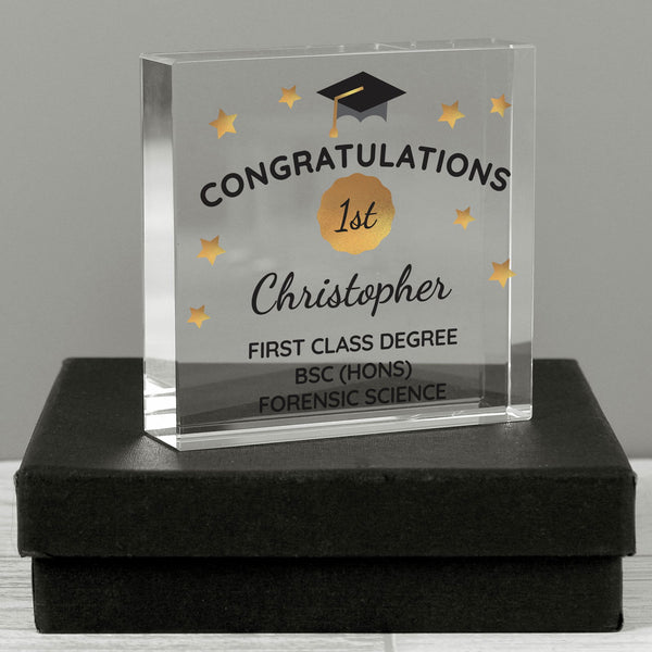 Personalised Congratulations Graduation Large Crystal Token available to buy at www.giftsfinder.co.uk