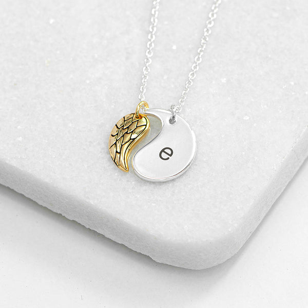 Personalised Contemporary Angel Wing Necklace available to buy at www.giftsfinder.co.uk