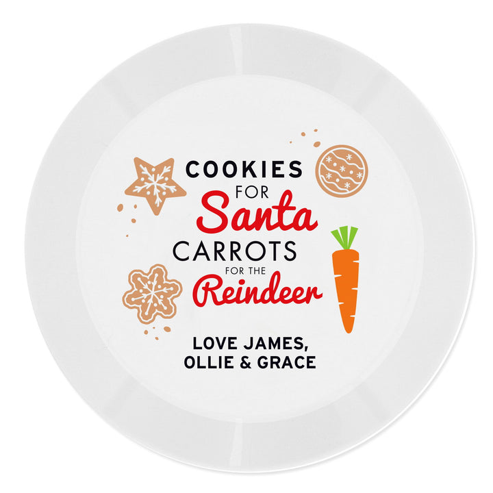 Personalised Cookies for Santa Christmas Eve Plastic Plate available to buy at www.giftsfinder.co.uk