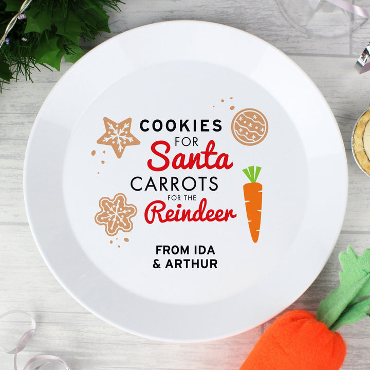 Personalised Cookies for Santa Christmas Eve Plastic Plate available to buy at www.giftsfinder.co.uk