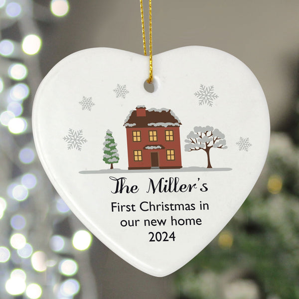 Personalised Cosy Christmas Ceramic Heart Decoration available to buy at www.giftsfinder.co.uk