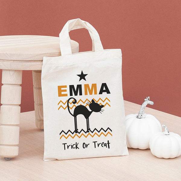 Personalised Cotton Halloween Trick Or Treat Bag available to buy at www.giftsfinder.co.uk