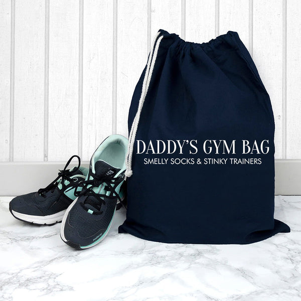 Personalised Cotton Navy Gym Bag available to buy at www.giftsfinder.co.uk