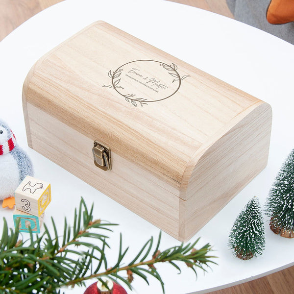 Personalised Couple's Christmas Keepsake Chest available to buy at www.giftsfinder.co.uk