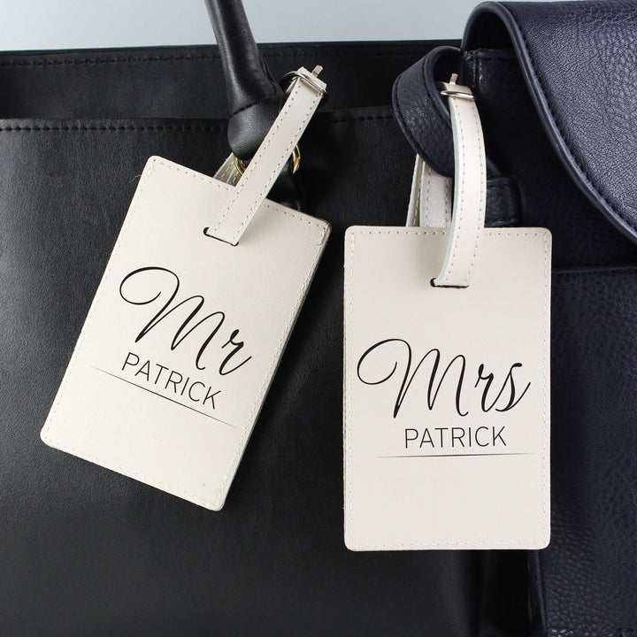 Personalised Couples Classic Cream Luggage Tags available to buy at www.giftsfinder.co.uk