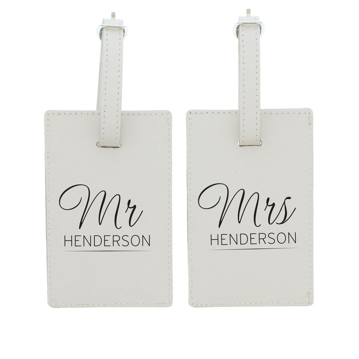 Personalised Couples Classic Cream Luggage Tags available to buy at www.giftsfinder.co.uk