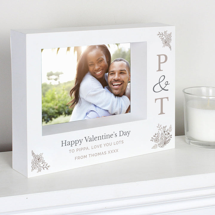 Personalised Couples Initials 5X7 Landscape Box Photo Frame available to buy at www.giftsfinder.co.uk