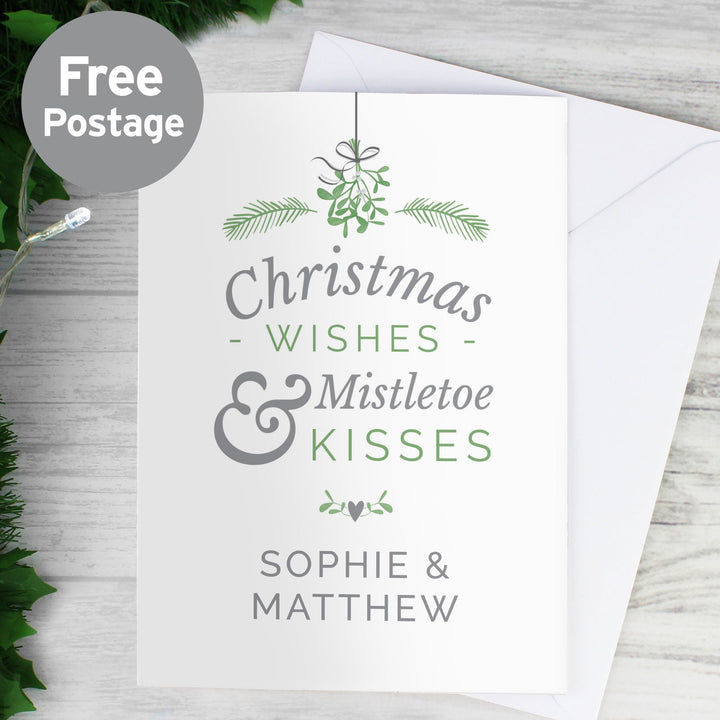 Personalised Couples Mistletoe Card available to buy at www.giftsfinder.co.uk