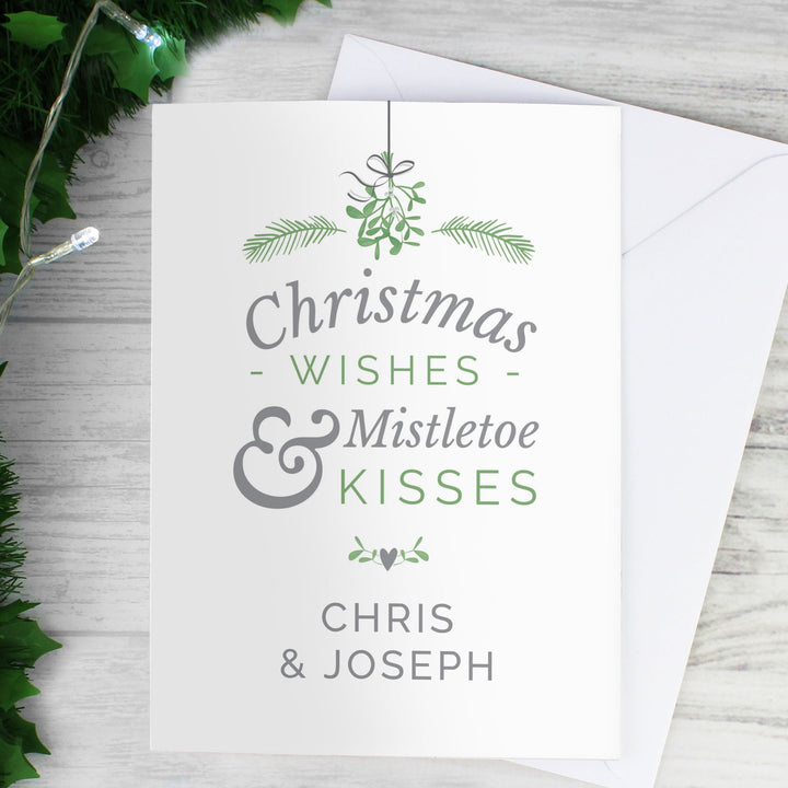 Personalised Couples Mistletoe Card available to buy at www.giftsfinder.co.uk