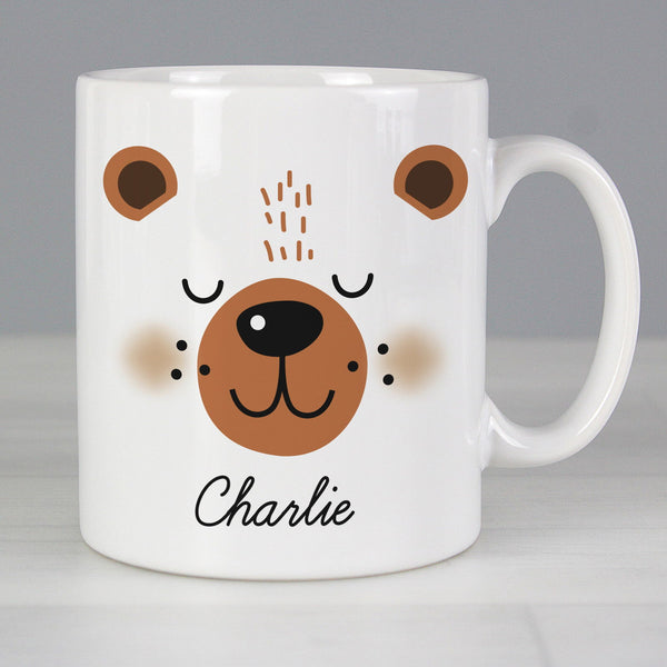 Personalised Cute Bear Face Mug available to buy at www.giftsfinder.co.uk