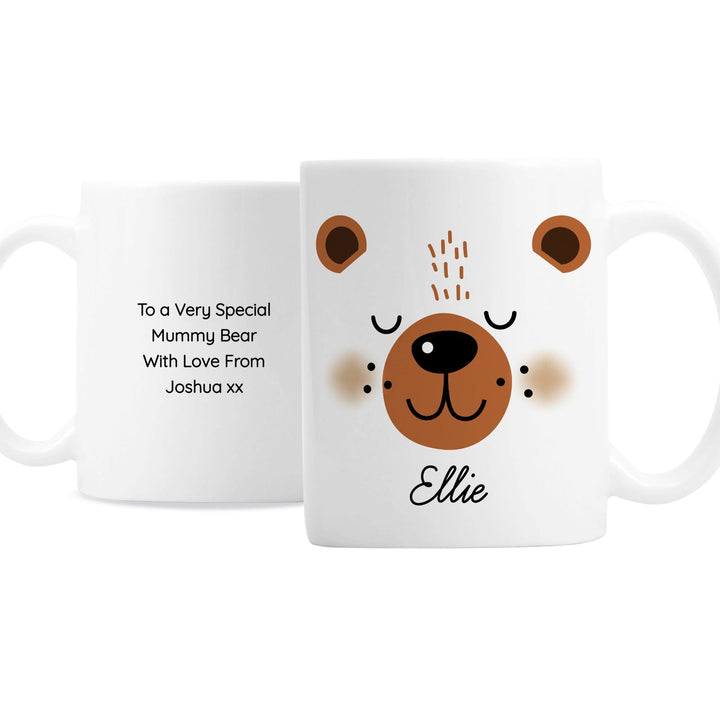 Personalised Cute Bear Face Mug available to buy at www.giftsfinder.co.uk