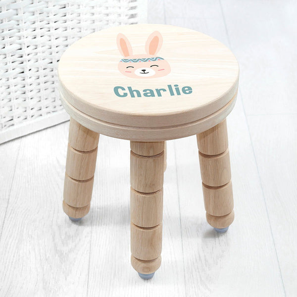 Personalised Cute Bunny Kids Stool available to buy at www.giftsfinder.co.uk