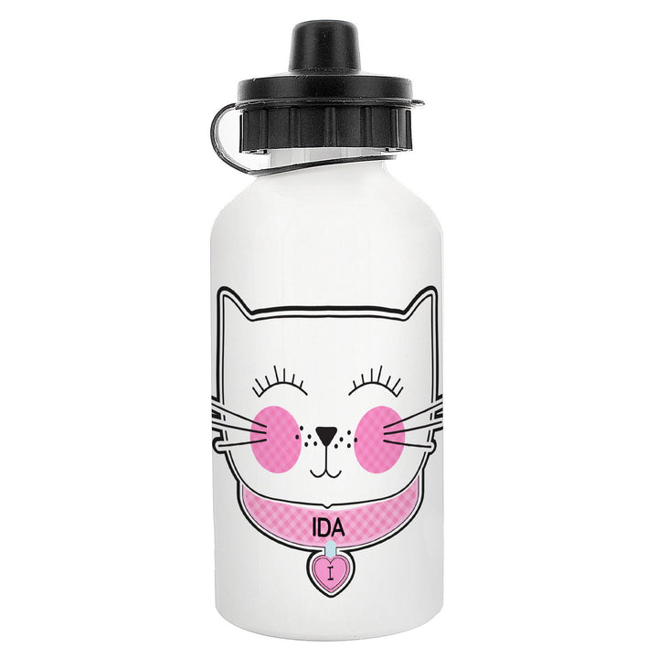 Personalised Cute Cat Drinks Bottle available to buy at www.giftsfinder.co.uk