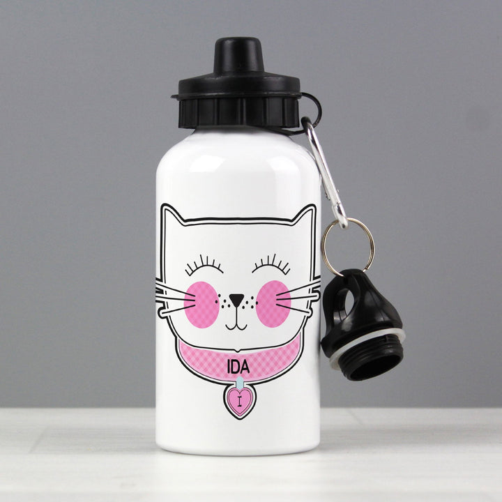 Personalised Cute Cat Drinks Bottle available to buy at www.giftsfinder.co.uk