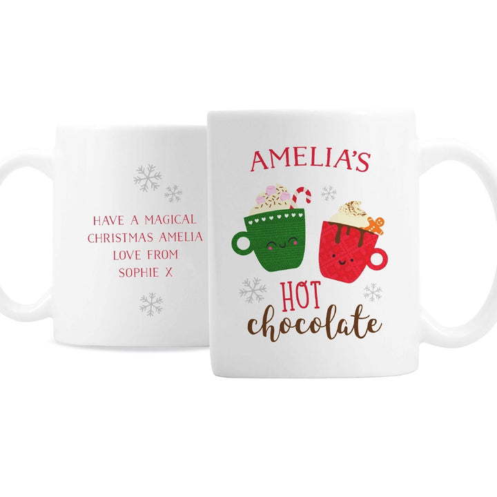 Personalised Cute Christmas Hot Chocolate Mug available to buy at www.giftsfinder.co.uk