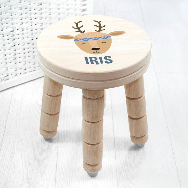 Personalised Cute Deer Kids Stool available to buy at www.giftsfinder.co.uk