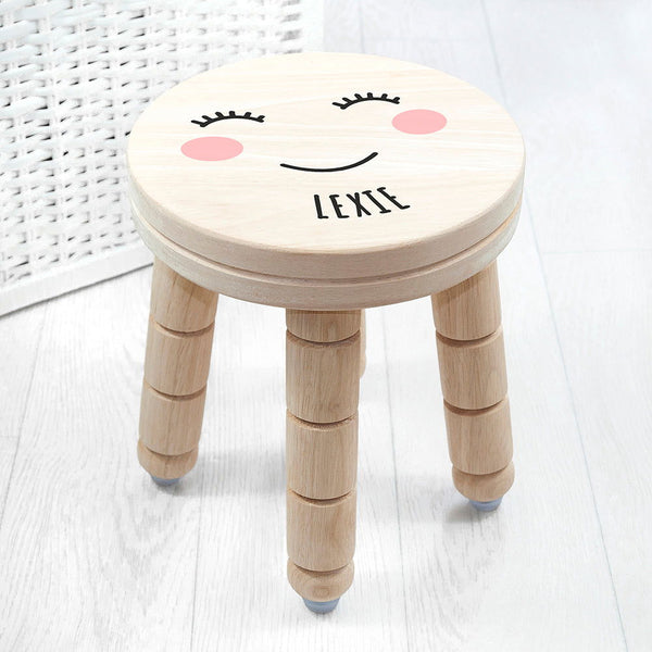 Personalised Cute Face Kids Stool available to buy at www.giftsfinder.co.uk