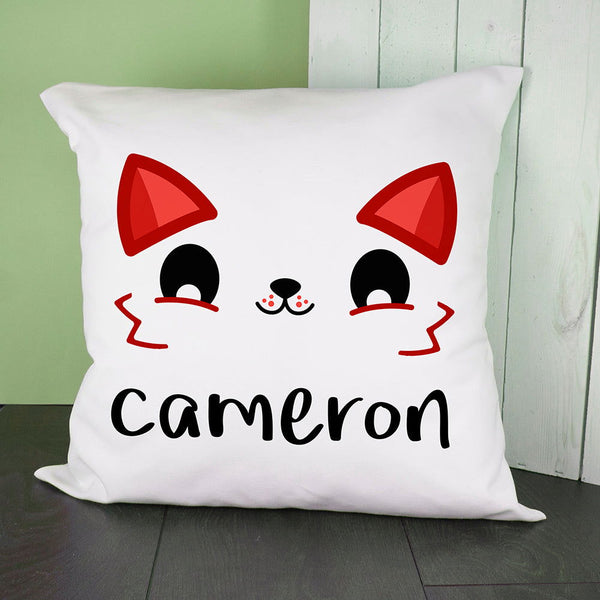 Personalised Cute Fox Eyes Cushion Cover available to buy at www.giftsfinder.co.uk