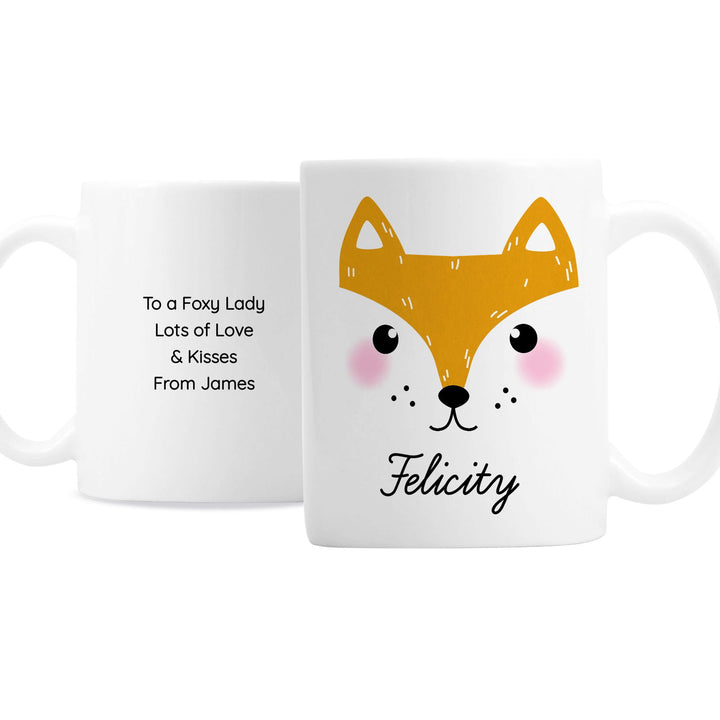 Personalised Cute Fox Face Mug available to buy at www.giftsfinder.co.uk