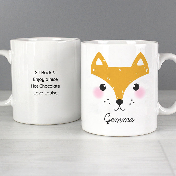 Personalised Cute Fox Face Mug available to buy at www.giftsfinder.co.uk