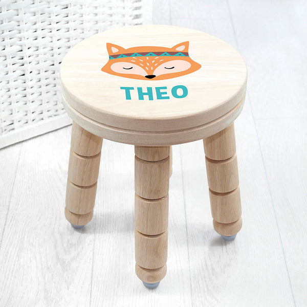 Personalised Cute Fox Kids Stool available to buy at www.giftsfinder.co.uk