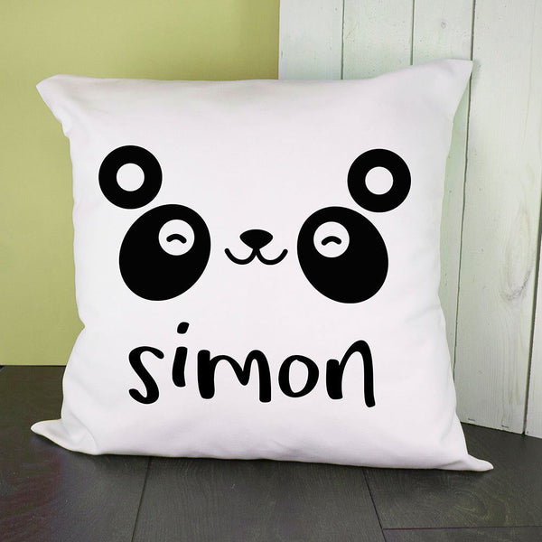 Personalised Cute Panda Eyes Cushion Cover available to buy at www.giftsfinder.co.uk