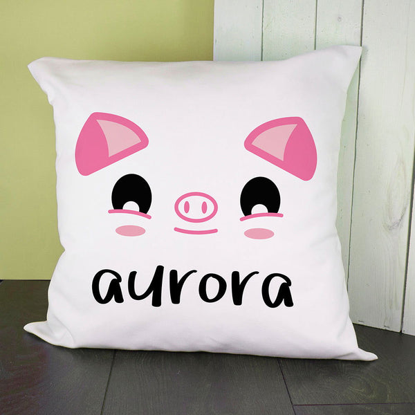 Personalised Cute Piggy Eyes Cushion Cover available to buy at www.giftsfinder.co.uk