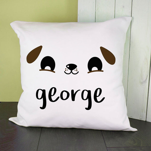 Personalised Cute Puppy Eyes Cushion Cover available to buy at www.giftsfinder.co.uk