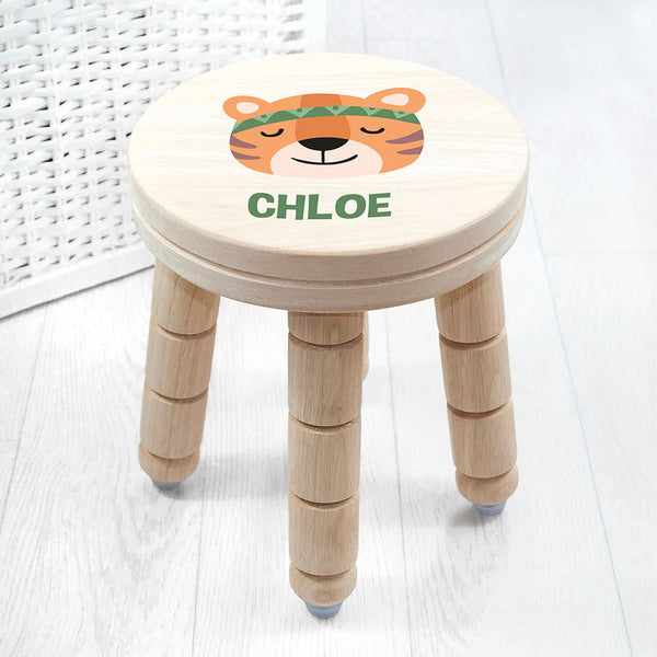 Personalised Cute Tiger Kids Stool available to buy at www.giftsfinder.co.uk