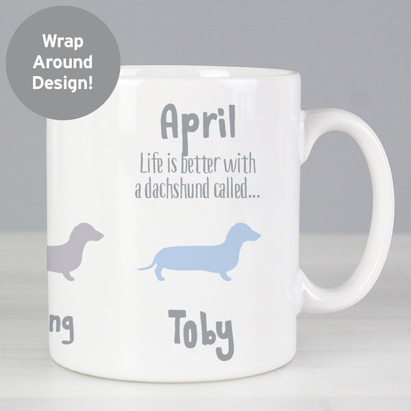 Personalised Dachshund Dog Breed Mug available to buy at www.giftsfinder.co.uk