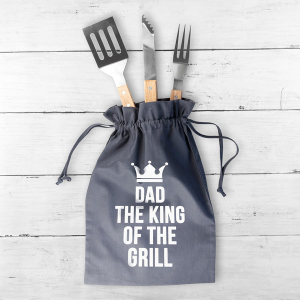 Personalised Dad Is King Of The Grill Bbq Tools Set available to buy at www.giftsfinder.co.uk