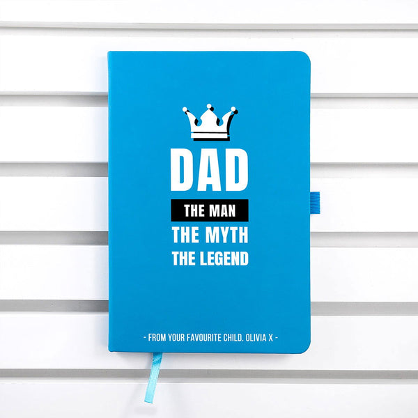 Personalised Dad The Legend A5 Notebook available to buy at www.giftsfinder.co.uk