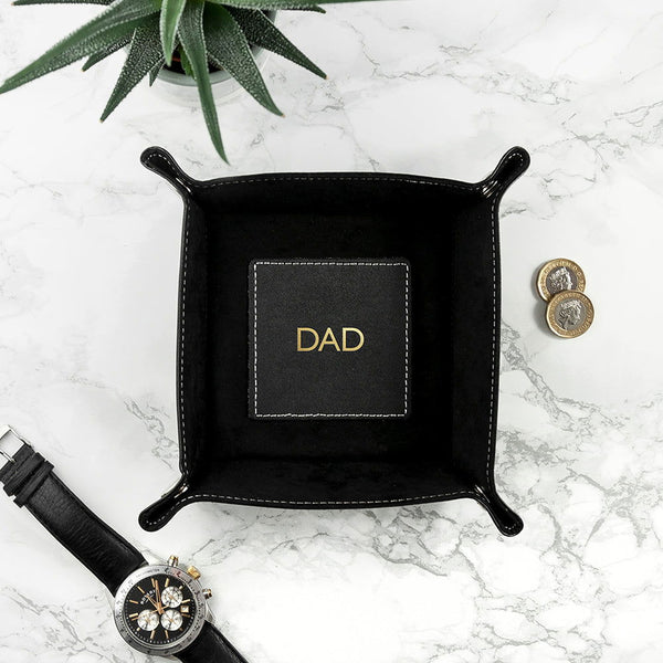 Personalised Dad's Luxury Black Valet Tray available to buy at www.giftsfinder.co.uk