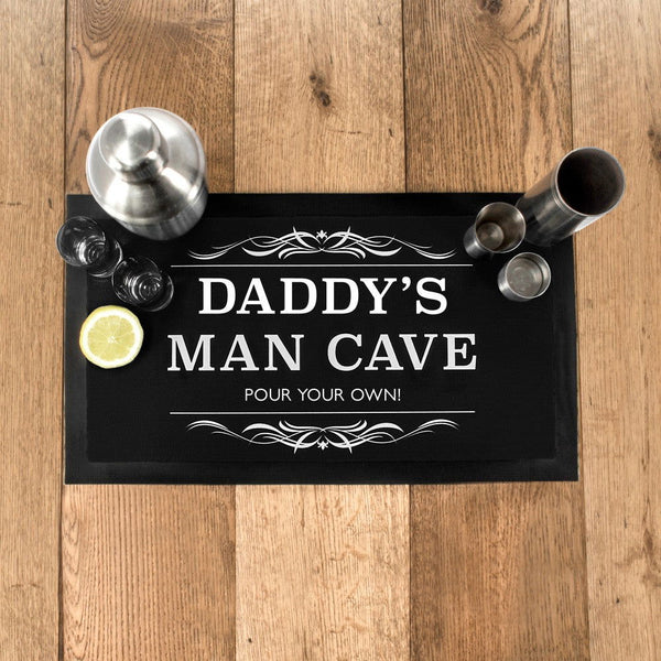 Personalised Dad's Man Cave Bar Mat available to buy at www.giftsfinder.co.uk