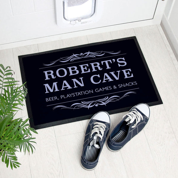 Personalised Dad's Man Cave Indoor Doormat available to buy at www.giftsfinder.co.uk