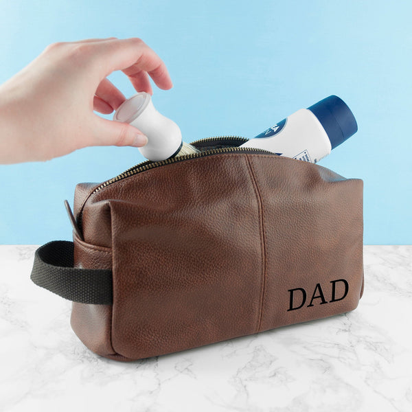 Personalised Dad's Vintage Style Wash Bag available to buy at www.giftsfinder.co.uk