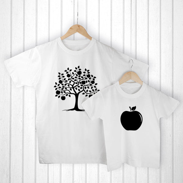 Personalised Daddy And Me Apple White T-Shirts available to buy at www.giftsfinder.co.uk