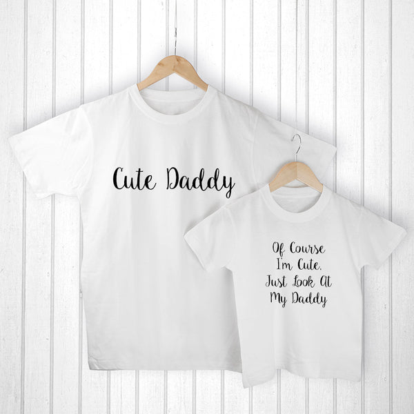 Personalised Daddy And Me Cuties White T-Shirts available to buy at www.giftsfinder.co.uk